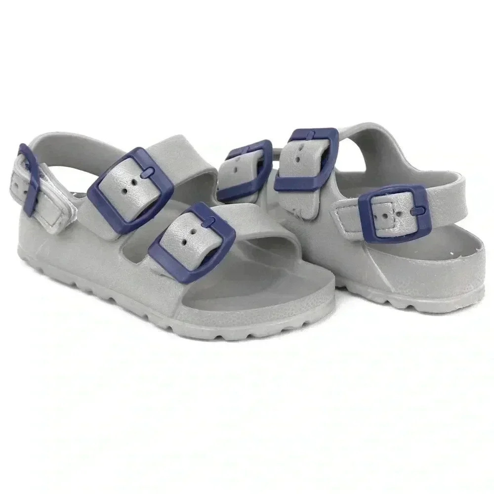 First Steps By Stepping Stones Baby Grey/Blue Sandals.